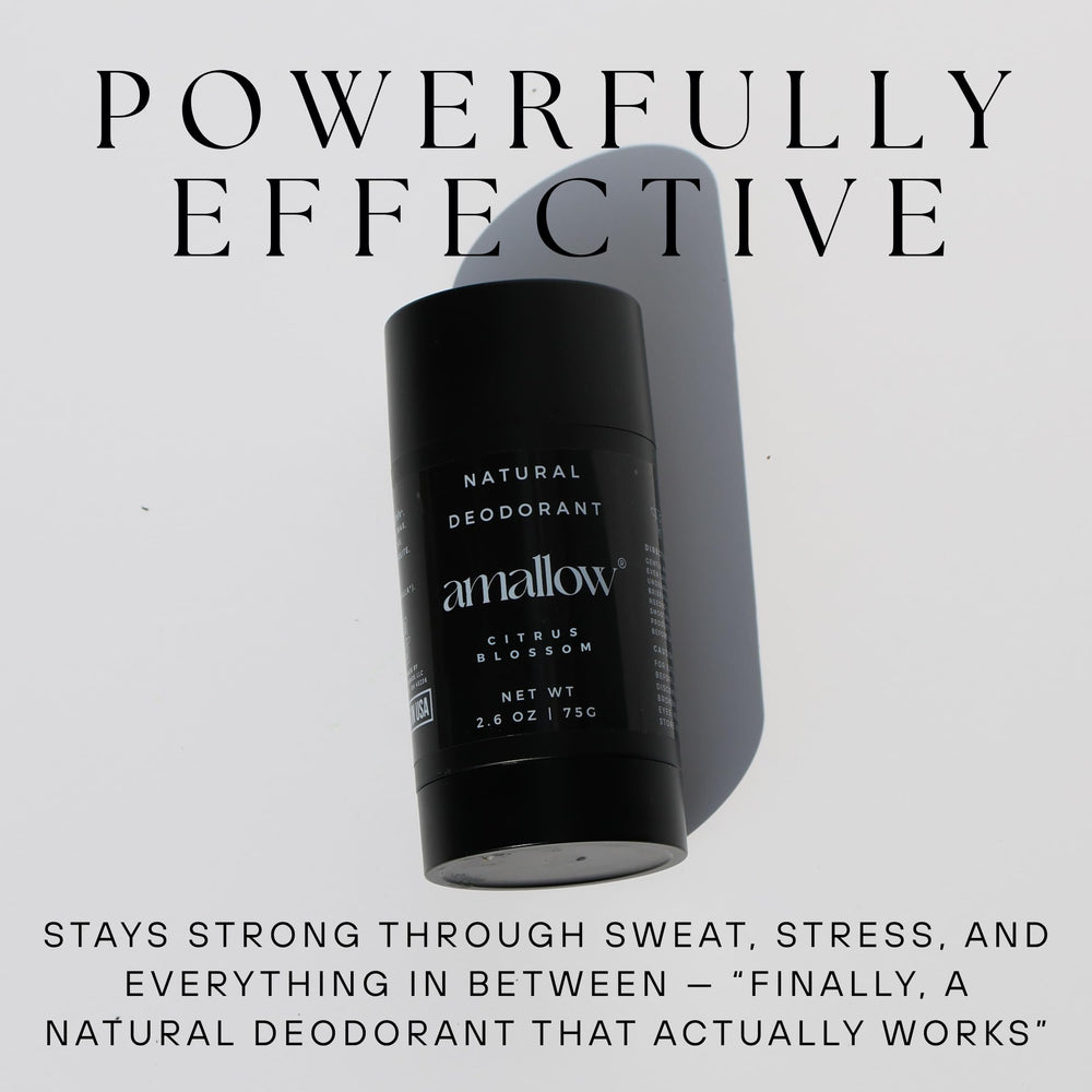 Amallow deodorant texture close-up reveals a creamy glide for sensitive skin.