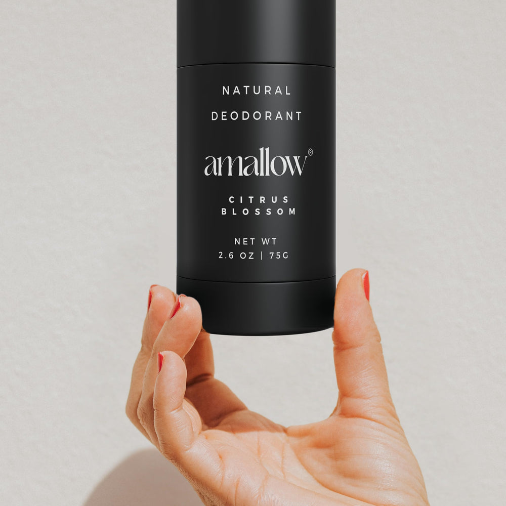 Amallow USA-made badge confirms artisan deodorant crafted in Cincinnati.