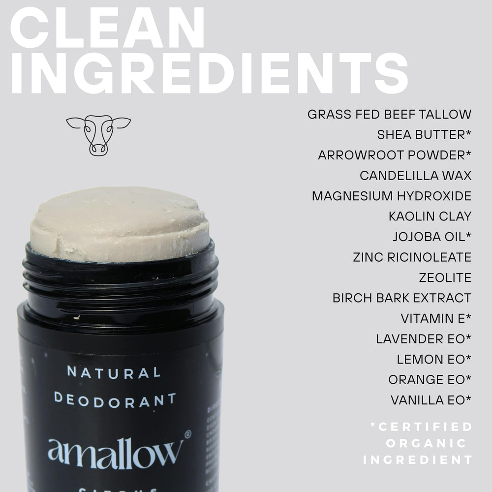 Amallow USA-made badge confirms artisan deodorant crafted in Cincinnati.