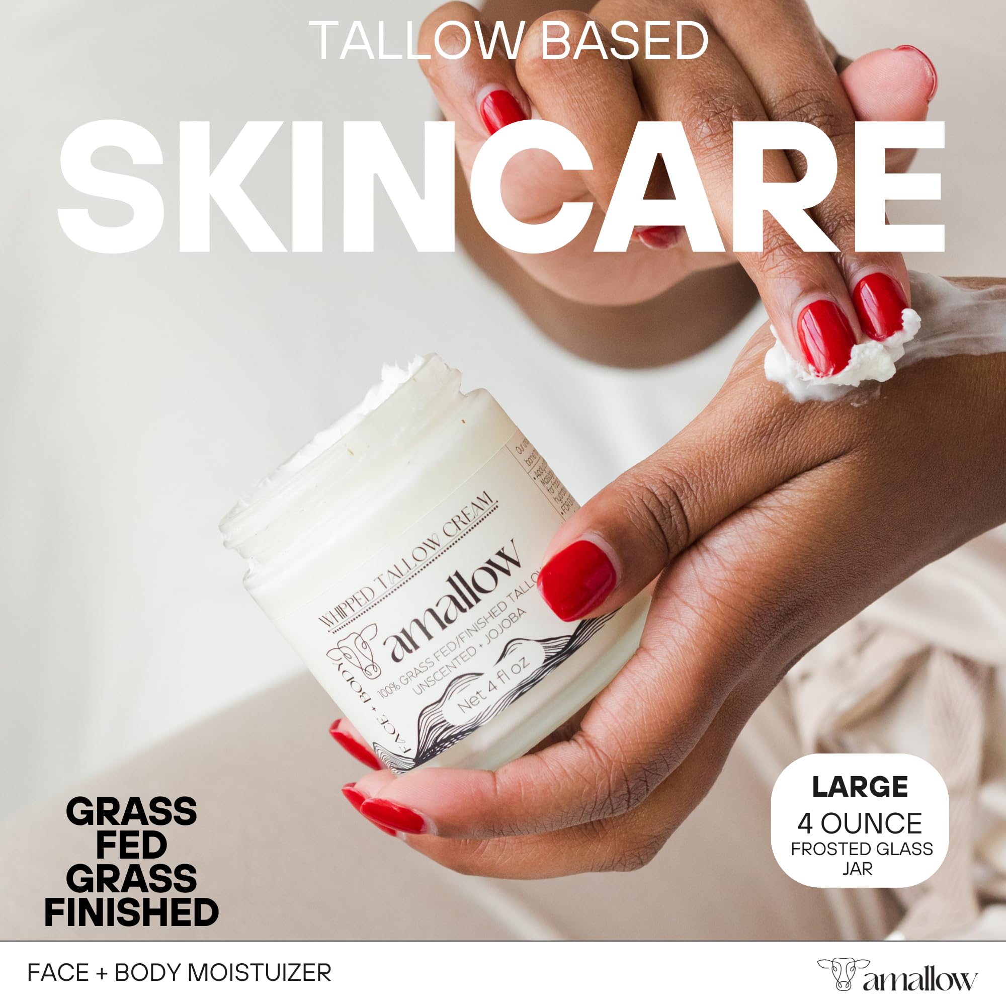 Amallow face and body care application scene showing sensitive-skin nourishment.