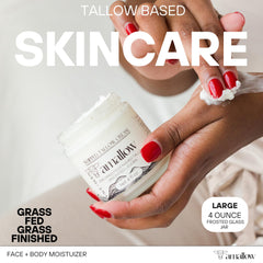 Amallow face and body care application scene showing sensitive-skin nourishment.