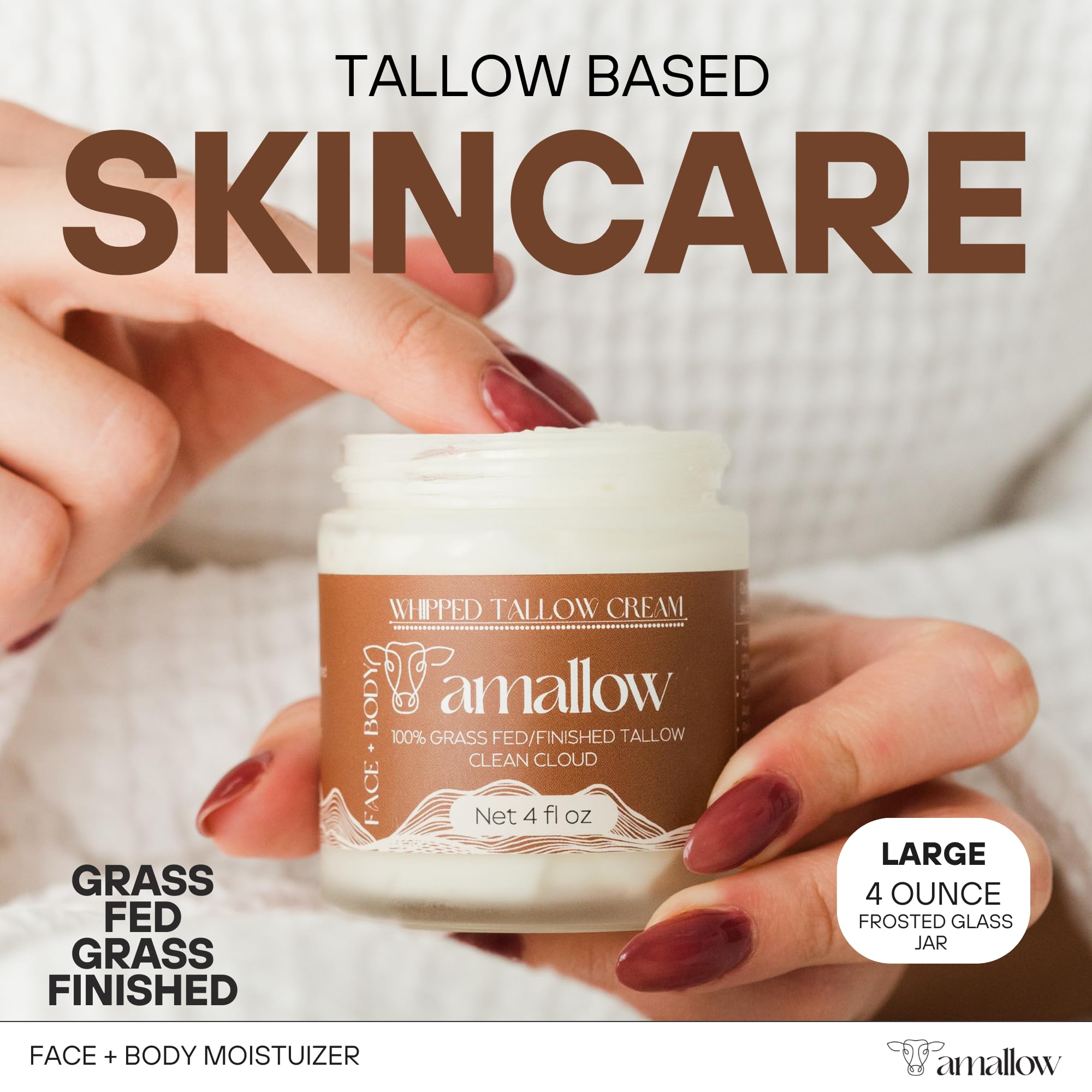 Amallow face and body moisturizer texture close-up highlights soothing hydration.