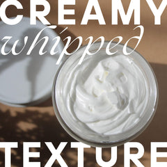 Amallow whipped moisturizer application closeup demonstrates smooth texture for skin nourishment.
