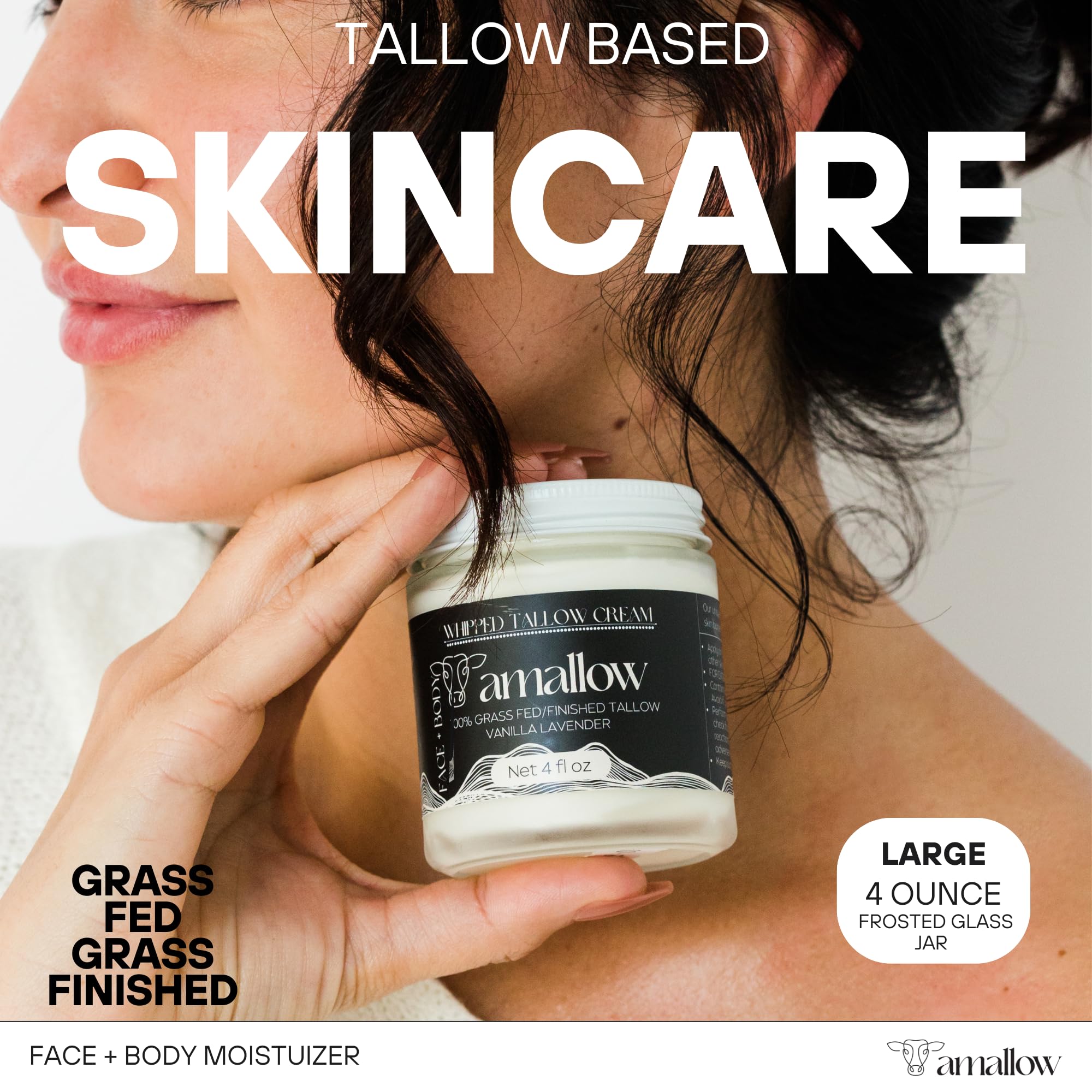 Amallow whipped moisturizer vanilla lavender application shows light, soothing daily skincare.