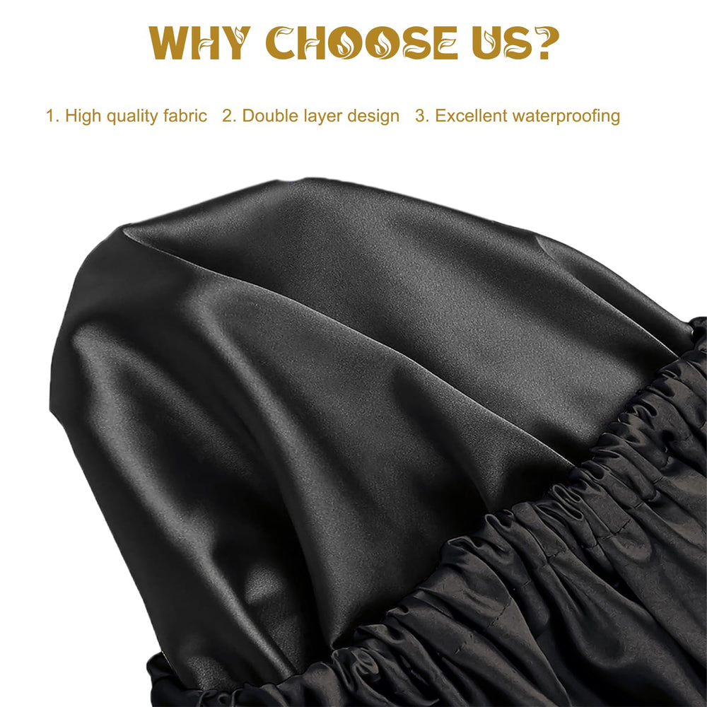 Amamba double-lined waterproof outer cap protects hair during showers.