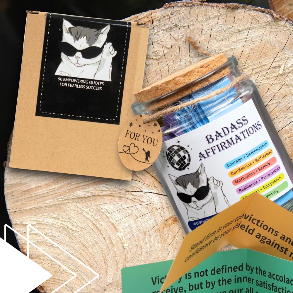 AMAQUANG affirmation cards spread highlights empowering messages for self-love.