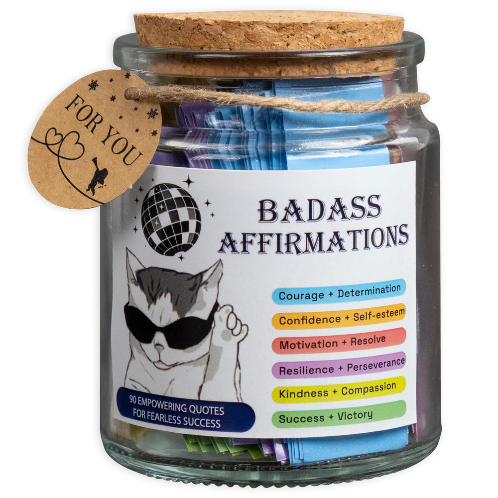 AMAQUANG Badass Affirmation Jar cover shows daily motivation at a glance.