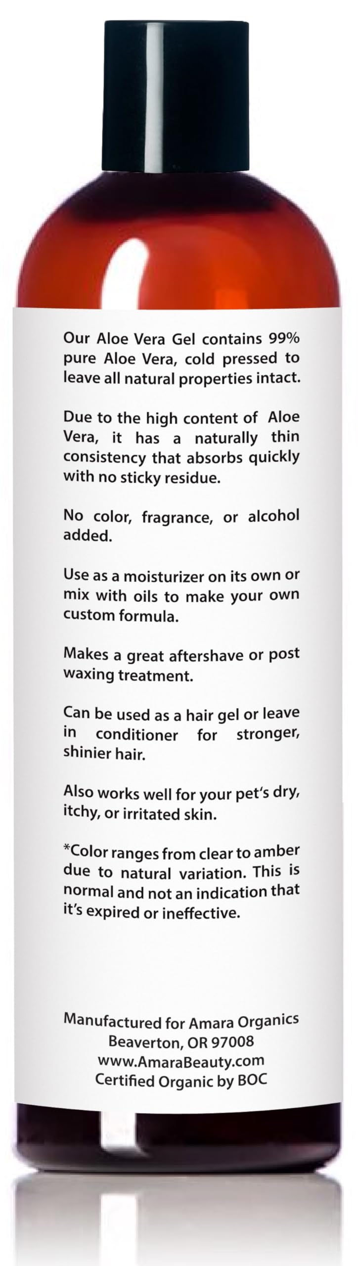 Amara Beauty Aloe Vera Gel spreads easily as a light facial moisturizer.