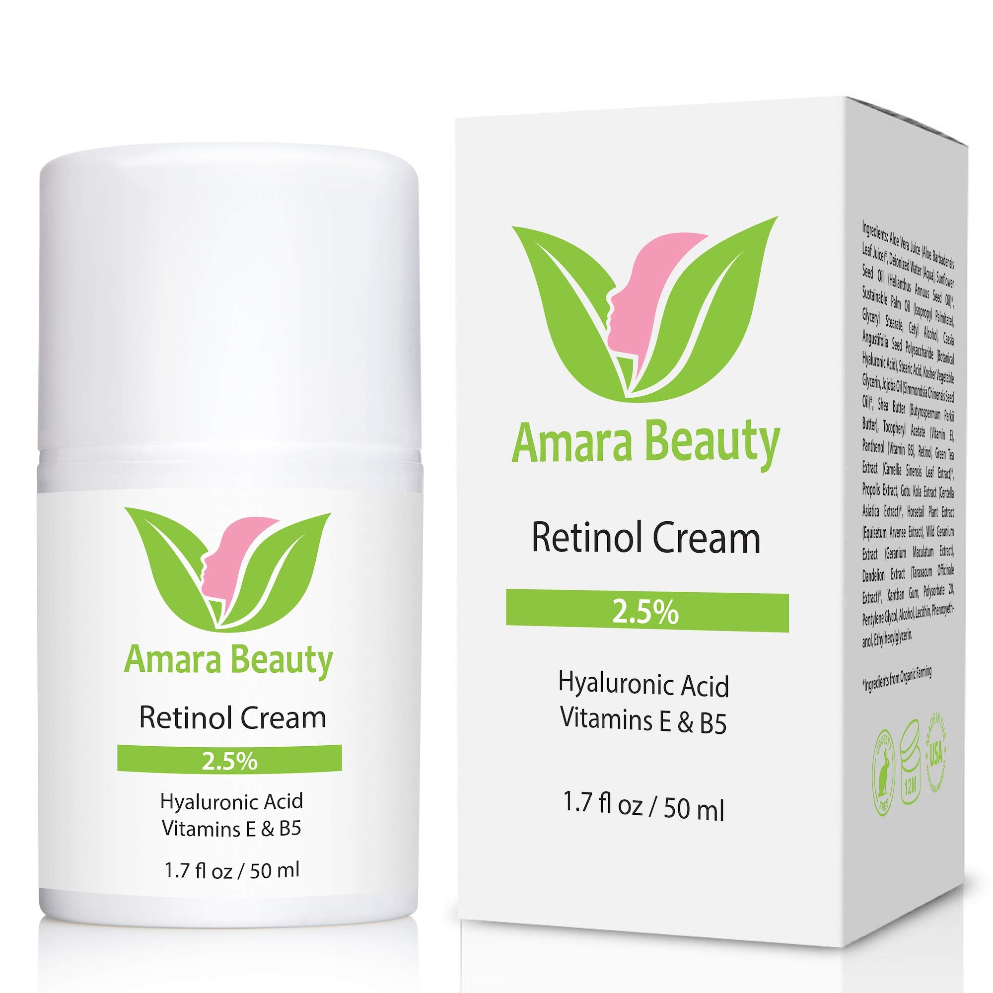 Amara Beauty retinol bottle pour, signaling easy application and even coverage.