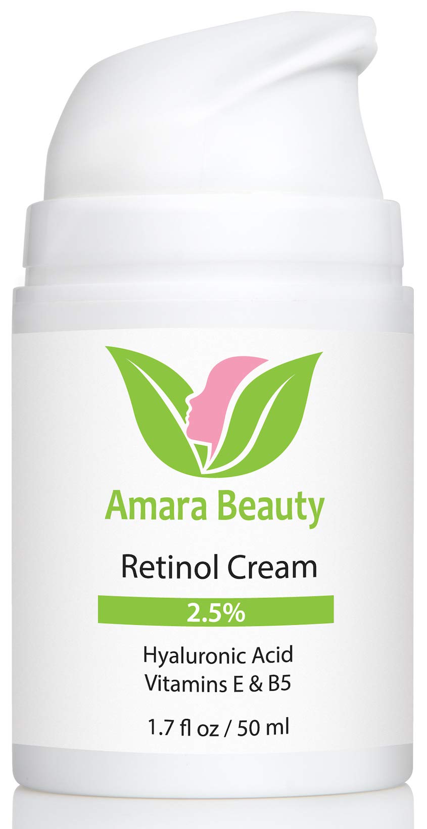 Amara Beauty retinol cream bottle front, promising brighter, smoother skin.