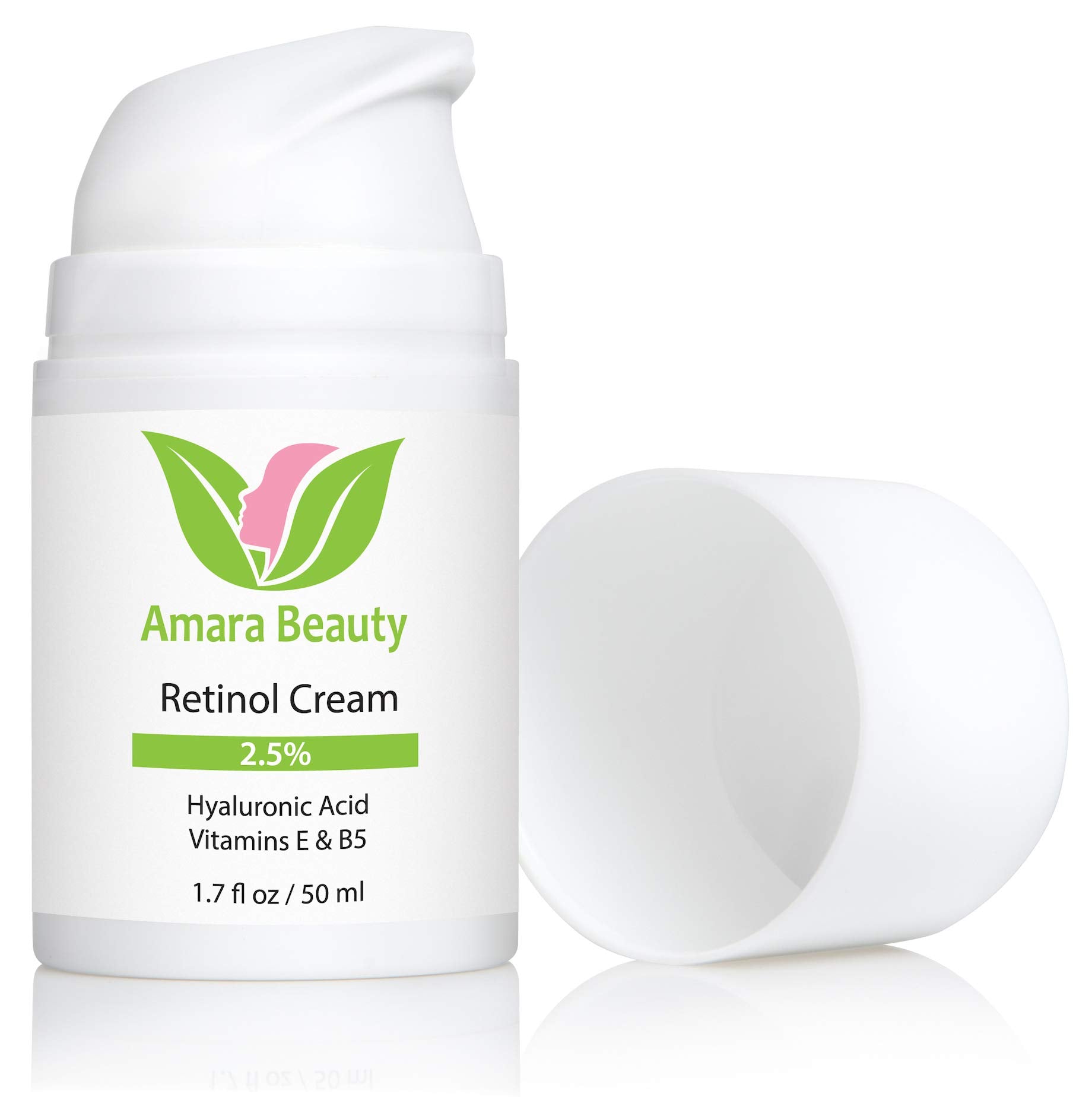 Amara Beauty retinol cream jar closeup, rich texture for refined pores.