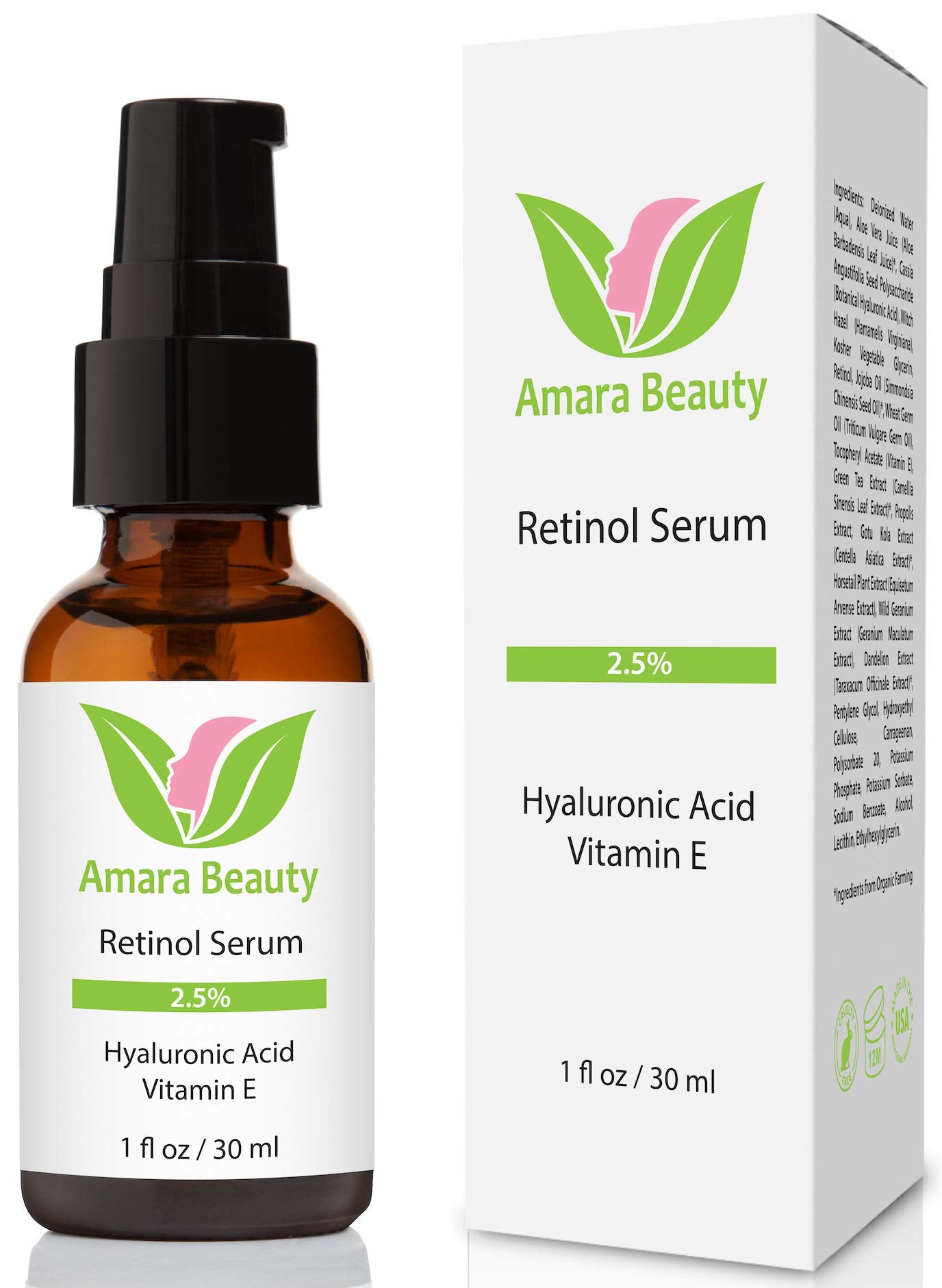 Amara Beauty Retinol Serum bottle promises smoother skin texture