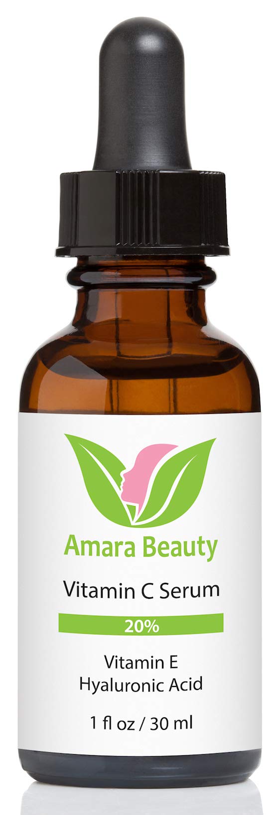 Amara Beauty Vitamin C Serum application close-up demonstrates hydration and glow.