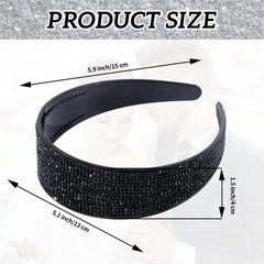 Amariver Black Rhinestone Headband worn by model showing secure fit and comfort