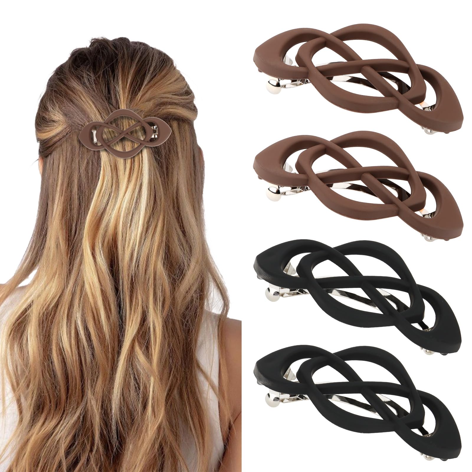 Amariver hair barrettes cross-over design adds vintage charm.