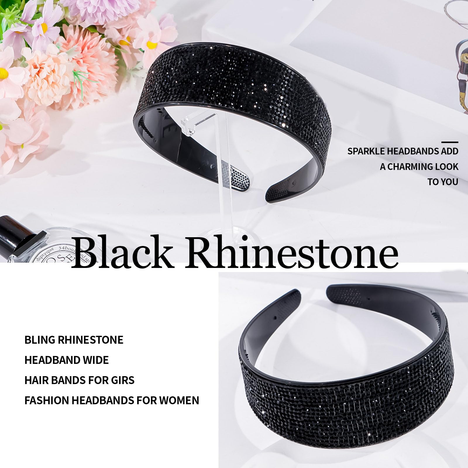 Amariver Sparkly Crystal Headband side view highlighting versatile glam for daily outfits