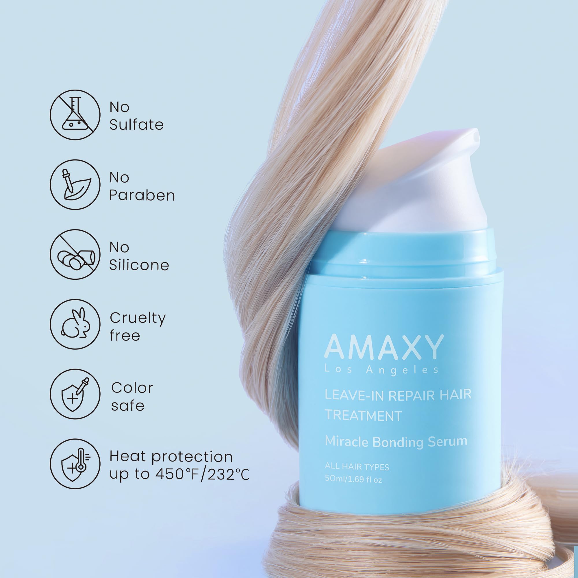 AMAXY Miracle Bonding Serum leaves hair smooth and shiny after use