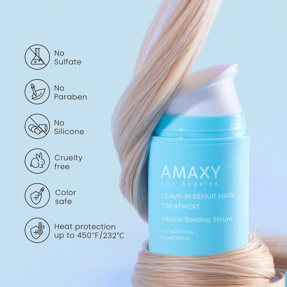 AMAXY Miracle Bonding Serum leaves hair smooth and shiny after use