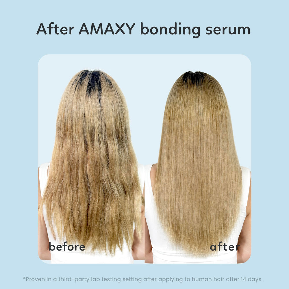 AMAXY Miracle Bonding Serum on damaged hair showing strength restoration