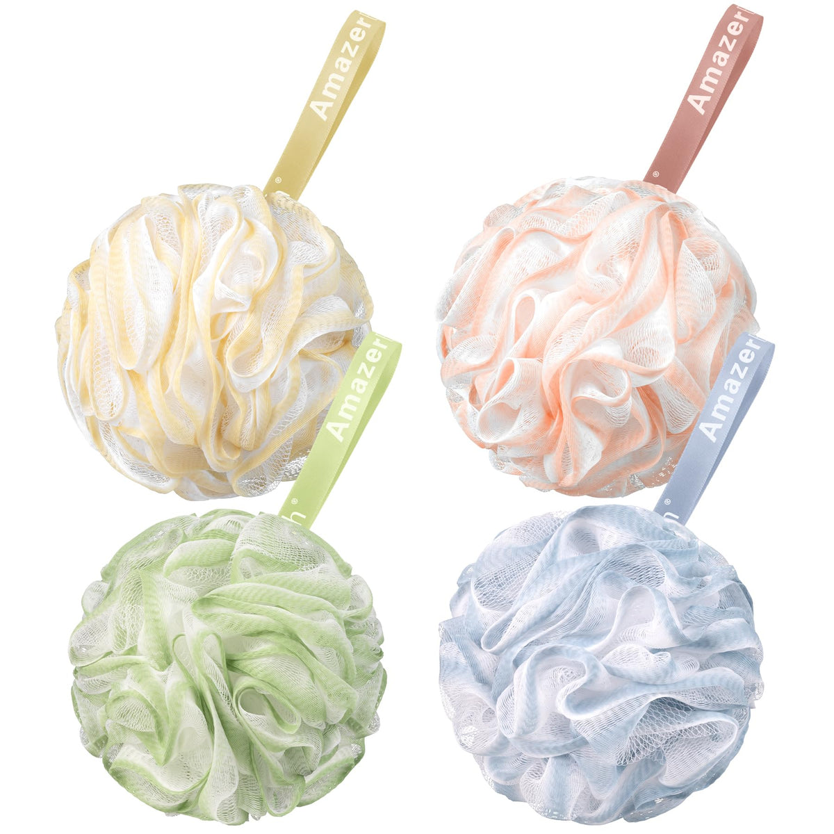 AmazerBath loofah sponge 75g large Cotton Candy set4 soft exfoliation for smoother skin