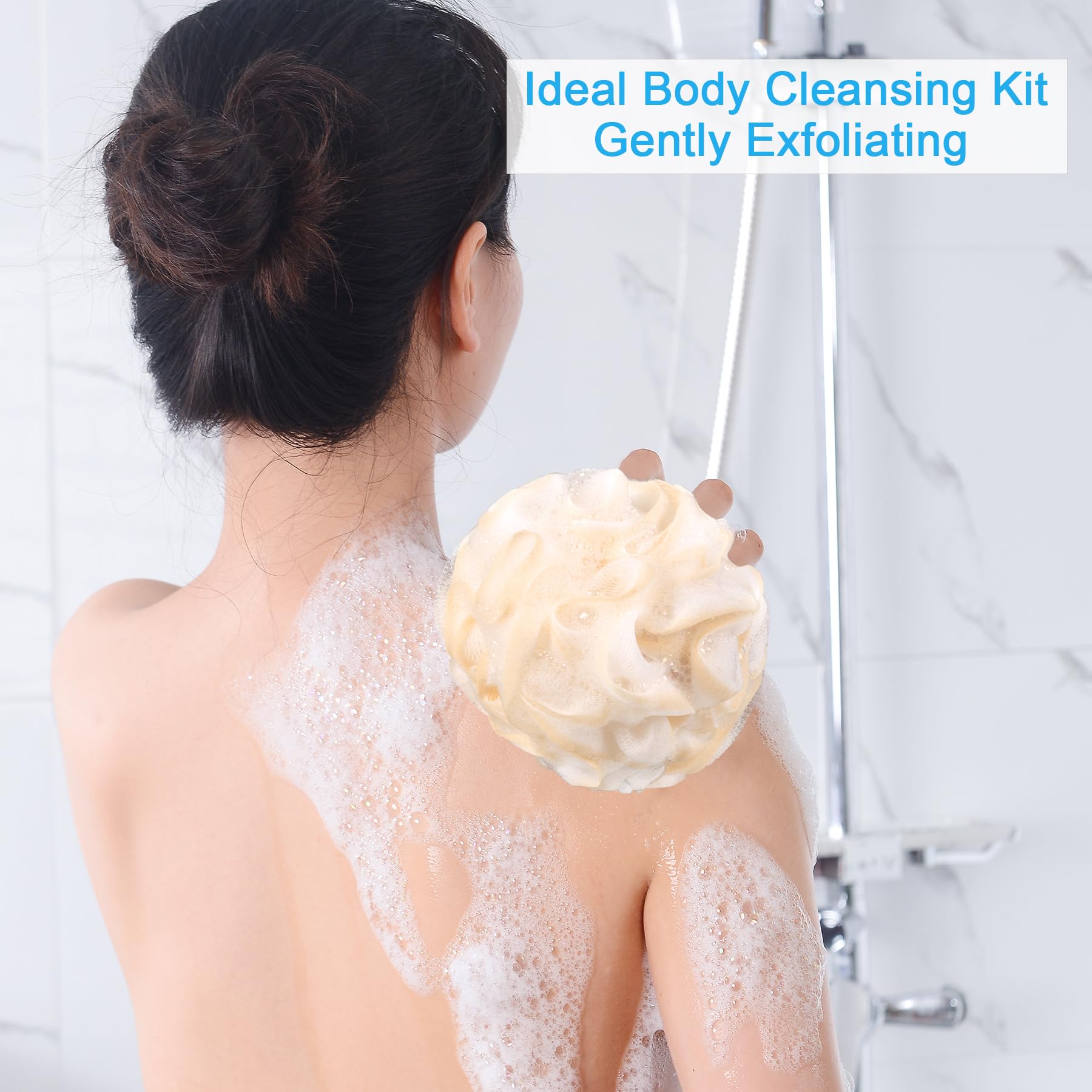 AmazerBath loofah sponge soft PE material for gentle cleansing