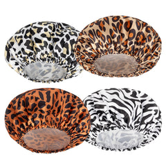 AmazerBath shower cap front view keeps hair dry during showers.