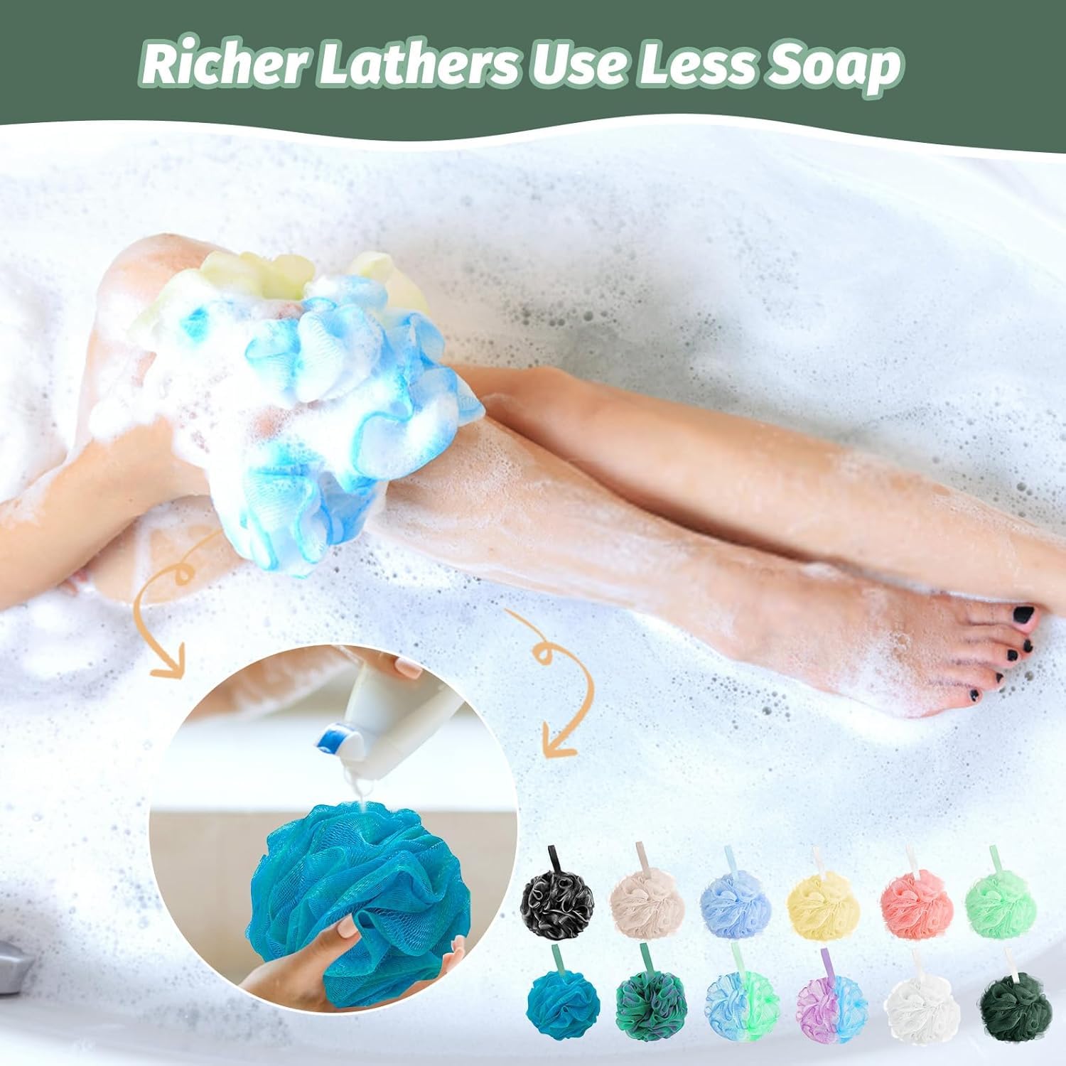 Amazerbst loofah rich-lather-foam enhances shower foam performance