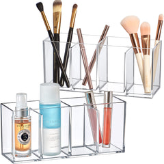 Amazing Abby Glamour 2-pack clear acrylic organizer, side view showing compact compartments.