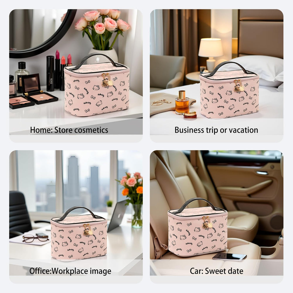 AmBealla makeup bag top handle enables easy travel carrying.