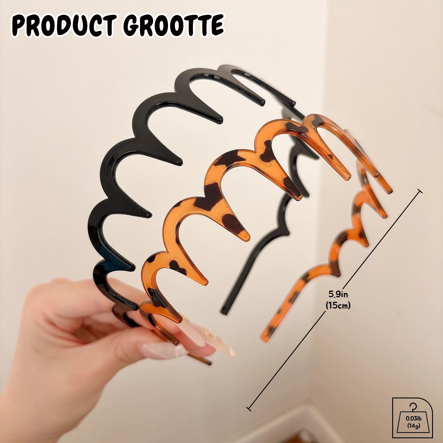 Amber-Black headband non-slip grip keeps hair in place