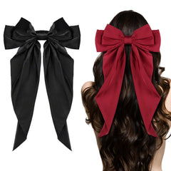 Ambesi Big Bow Hair Clip in black front view adds polished daily elegance.