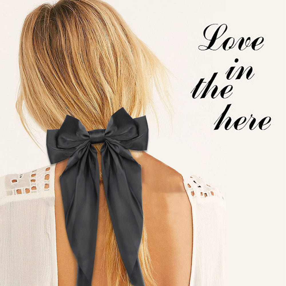 Ambesi Big Bow Hair Clip burgundy side view adds volume to braids and ponytails.