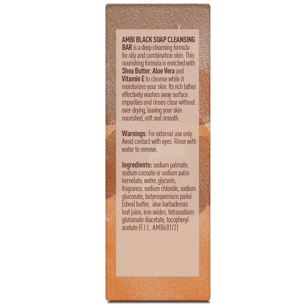 Ambi black soap rich-lather bubbles for cleansing.