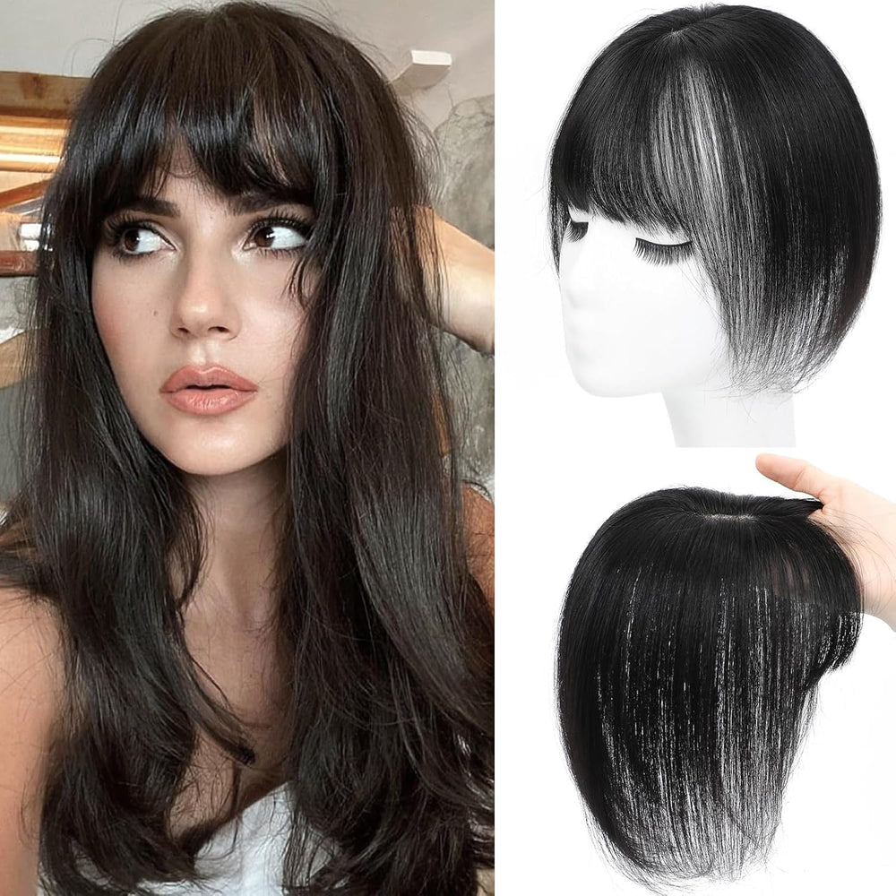 Amchoice hair toppers with bangs clip 360° coverage for natural daily styling