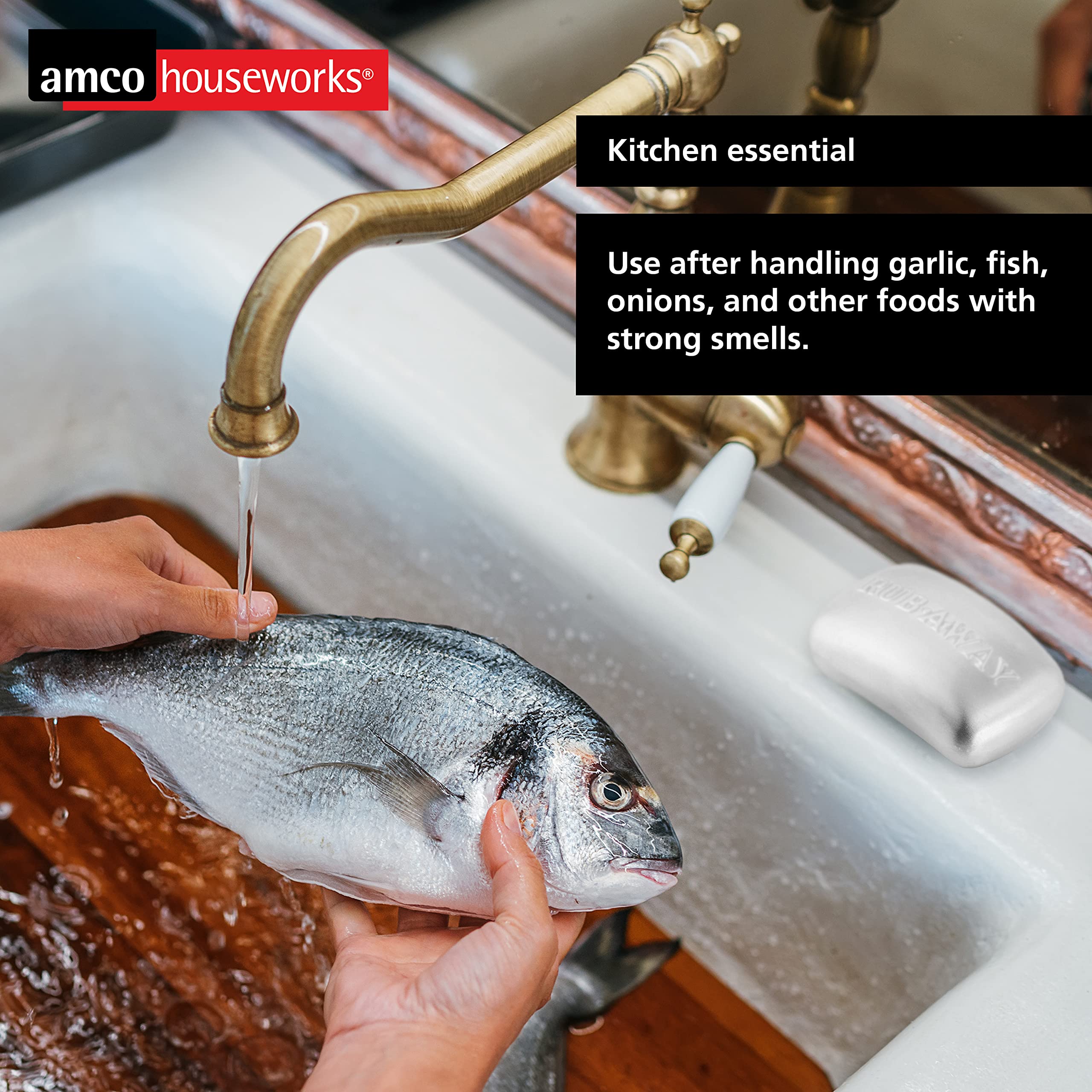 Amco Rub Away Bar outdoor-use image suitable for hiking and fishing odor control.