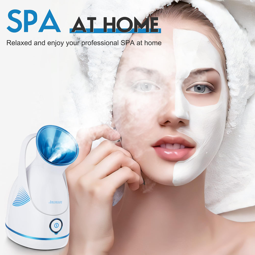 Amconsure facial steamer water tank image showing 100ml capacity for longer treatment.