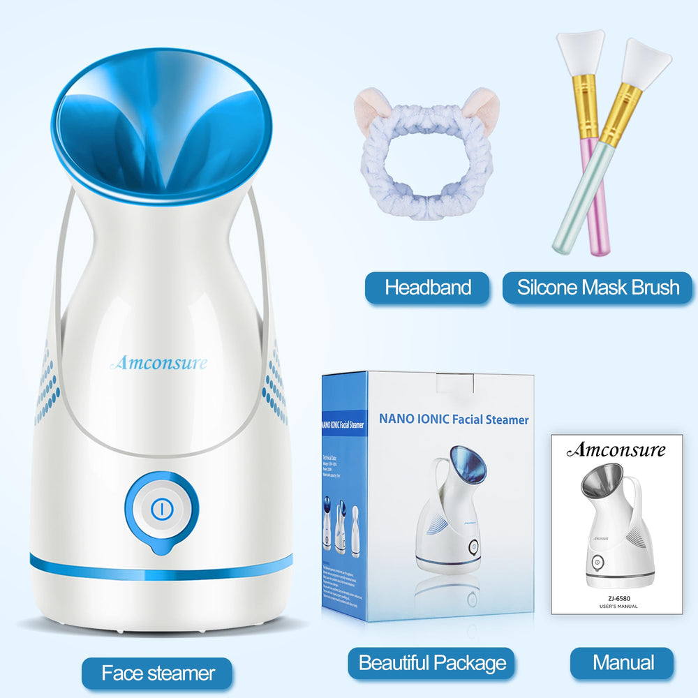 Amconsure steamer included brushes and hair band in the package.