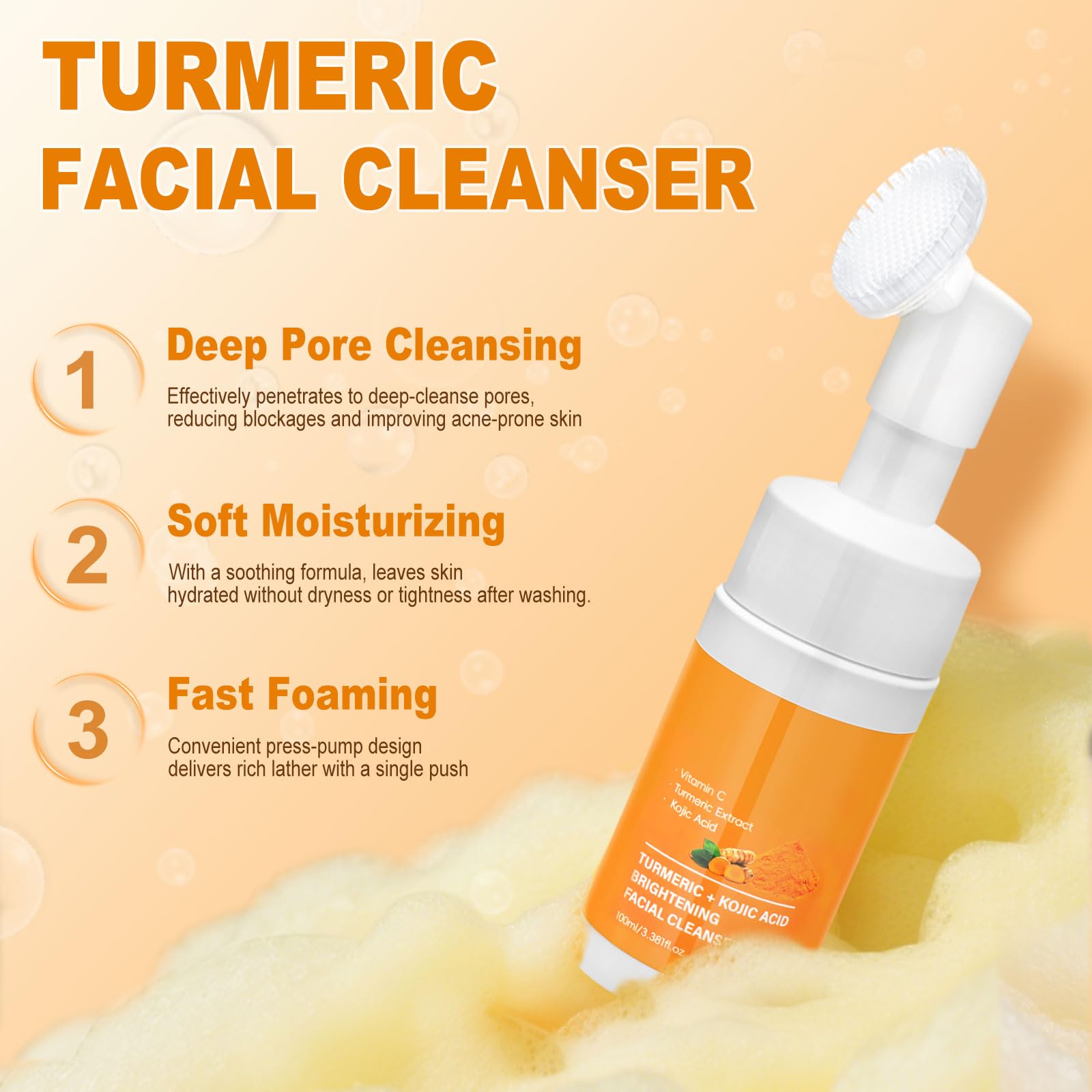Amdele Turmeric cleansing pads infused with turmeric for smooth skin texture