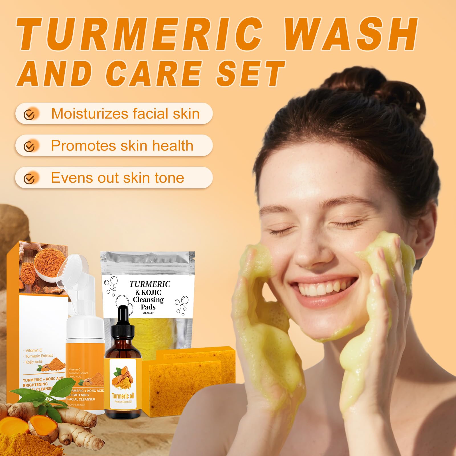 Amdele Turmeric Wash & Care foaming cleanser bristles deliver gentle cleansing