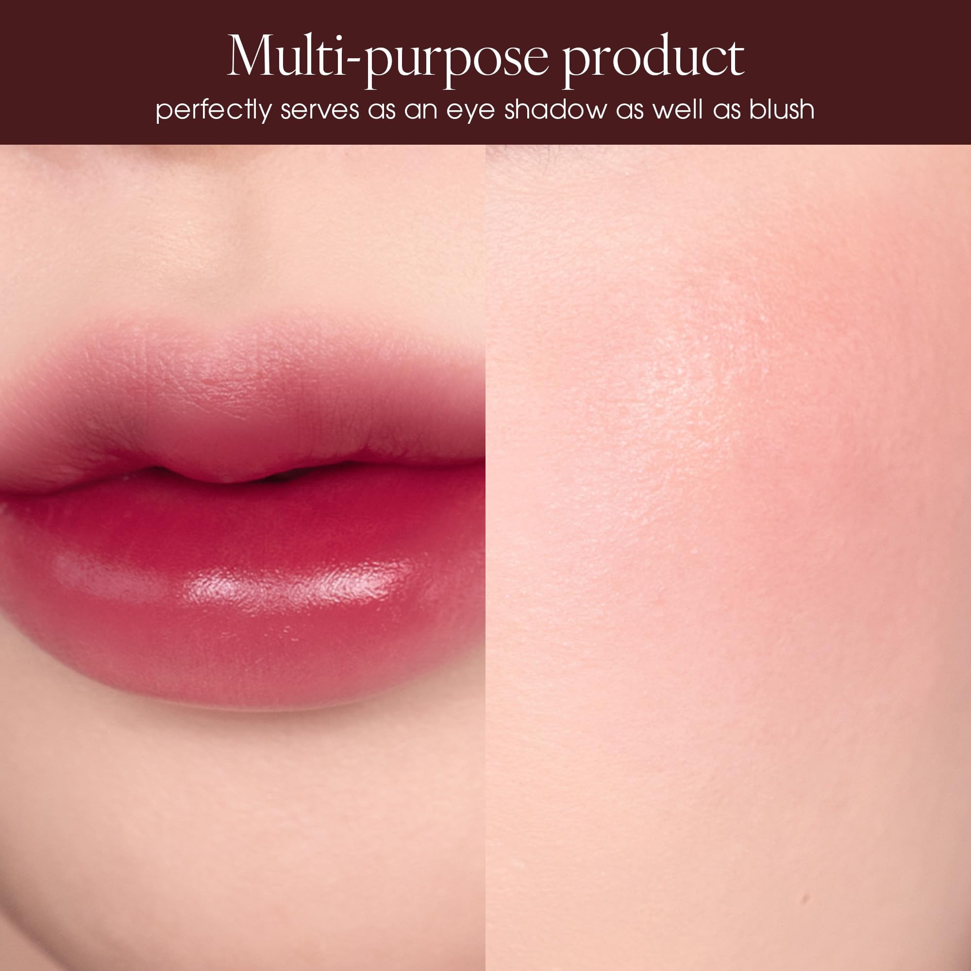 AmeliSeoul Plat Lips 927 Burgundy image emphasizes light-reflecting oil for plump look.