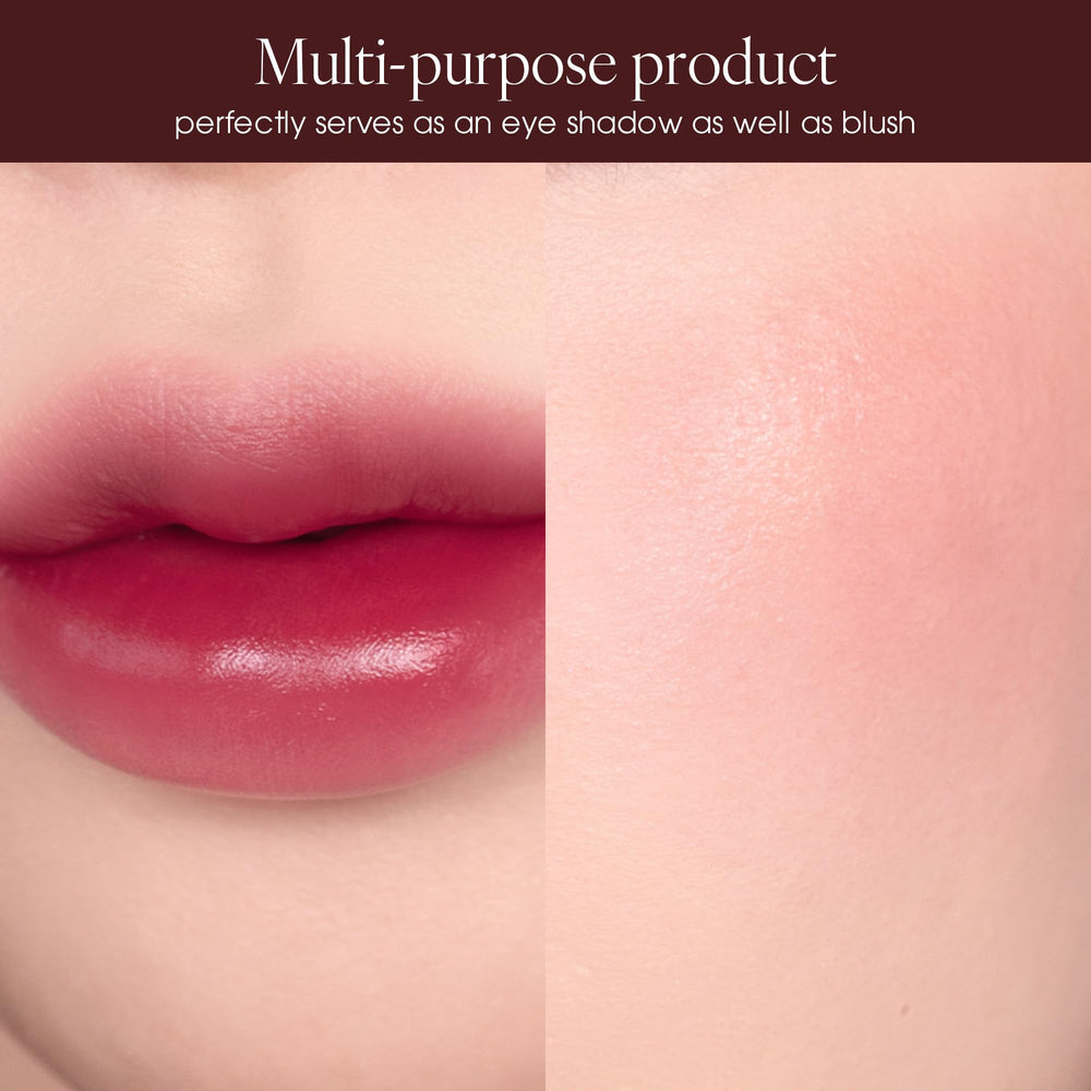 AmeliSeoul Plat Lips 927 Burgundy image emphasizes light-reflecting oil for plump look.