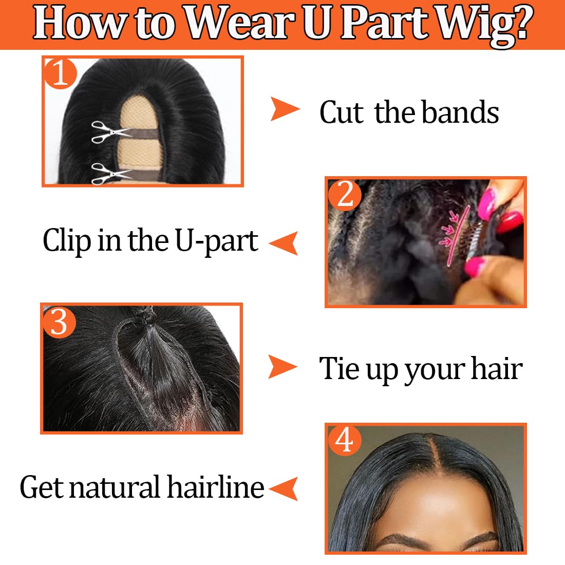 Amella U Part Wig made from Brazilian Remy hair for natural feel
