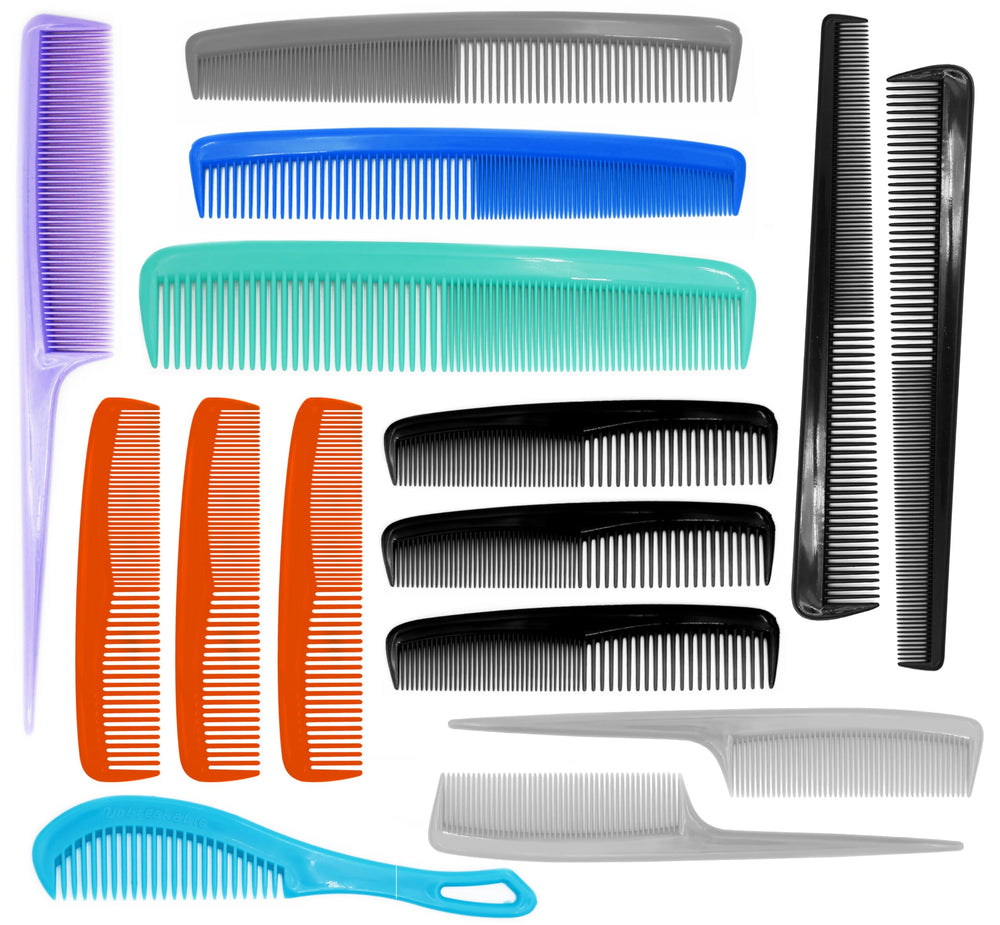 American Comb hair combs set 15-piece colorful pack for versatile styling
