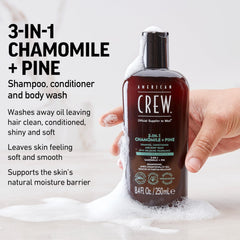 American Crew 3-in-1 Chamomile & Pine shampoo-lather closeup