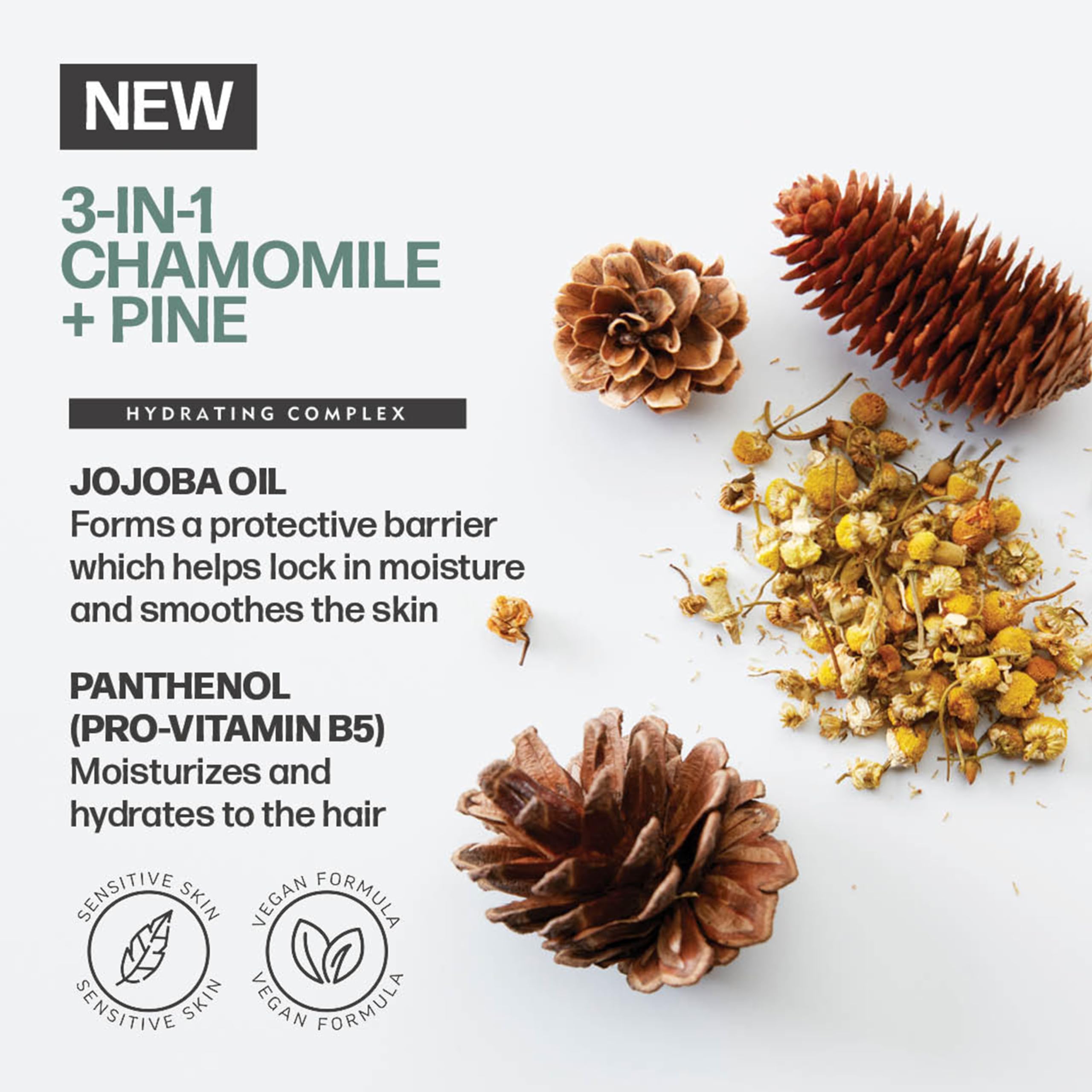 American Crew 3in1 Chamomile Pine foaming lather shown during shower.