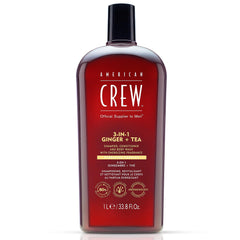 AMERICAN CREW 3-in-1 Ginger & Tea bottle front for quick daily grooming.