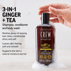 AMERICAN CREW 3-in-1 Ginger & Tea packaging box, gift-ready.