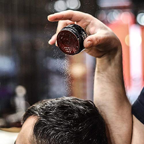 American Crew Boost Powder applied to roots provides subtle volume and separation.