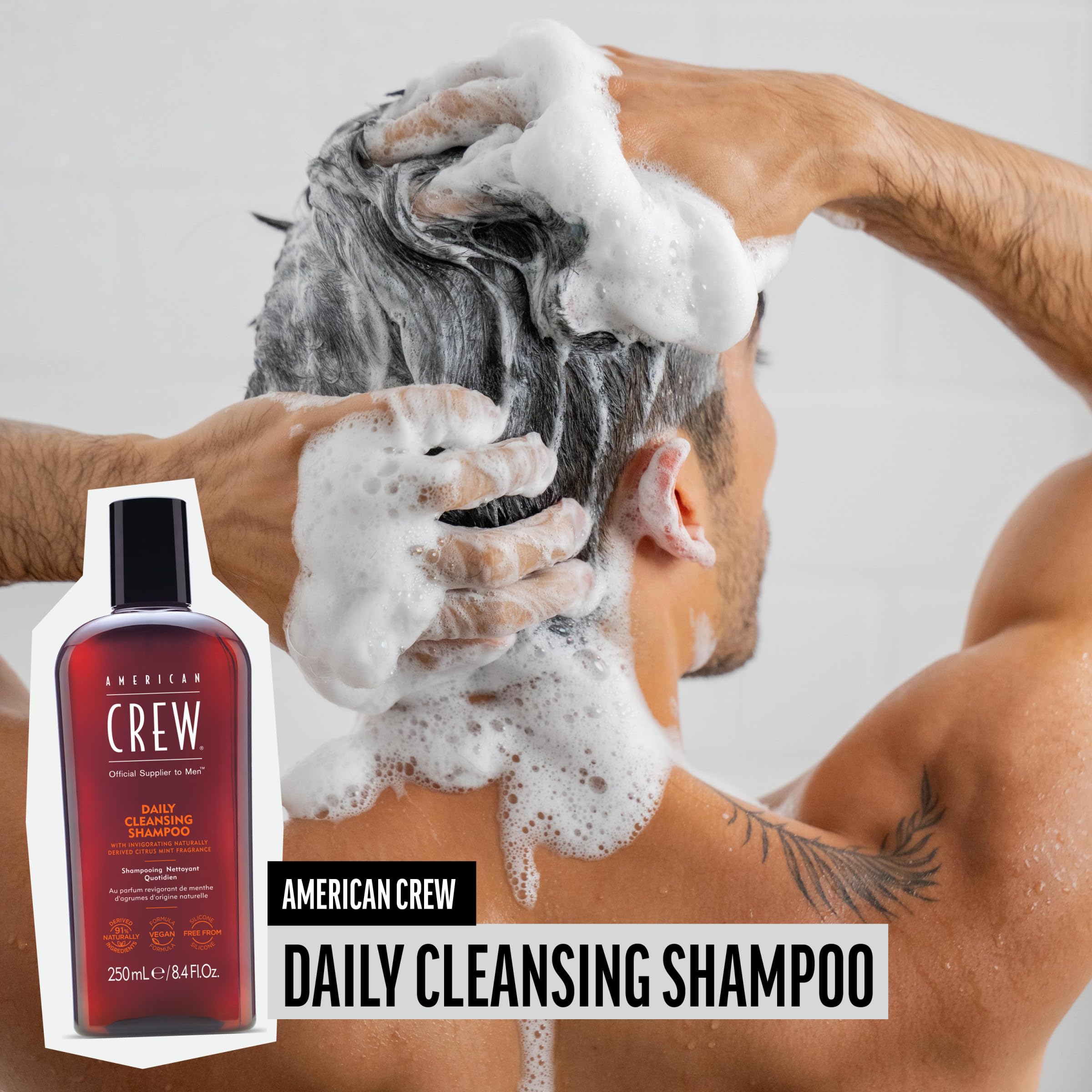 American Crew Citrus Mint fragrance bottle highlights energizing scent for grooming ritual.
