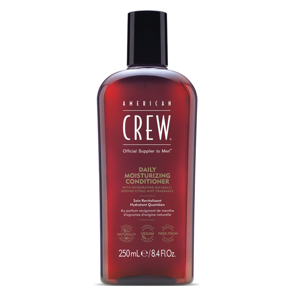 American Crew daily moisturizing conditioner bottle delivers soft, manageable hair.